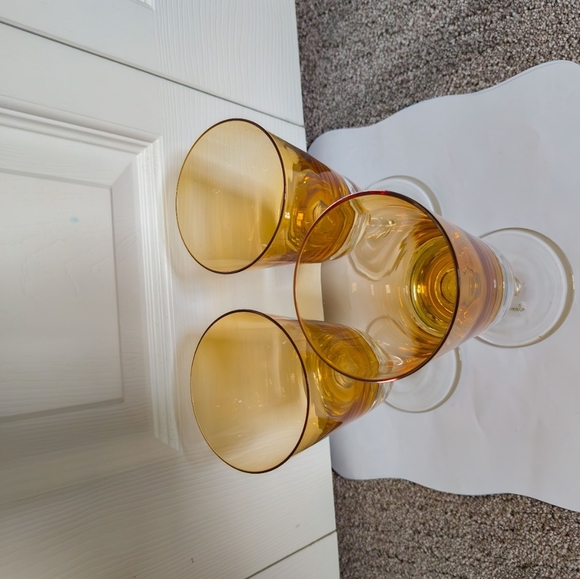 Amber Glass Wine Goblets Set of 3 - Picture 2 of 3